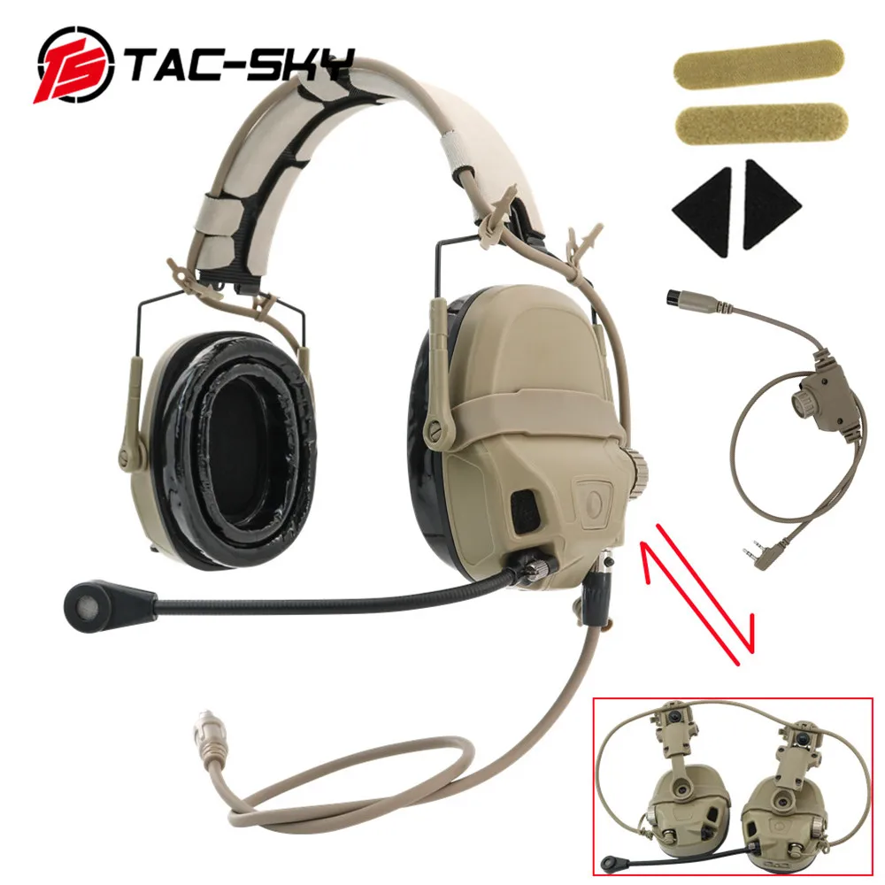 

TAC-SKY AMP Tactical Headset Comm Noise-Canceling Pickup Shooting Headset with ARC Helmet Rail Adapter RAC PTT Military version