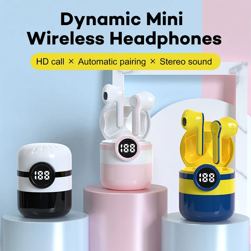 

GiNiffe P83 Tws Wireless Headphones Cartoon Digital Display Bluetooth Earphone Sports Mini Earbuds Gaming Headset for All Phones