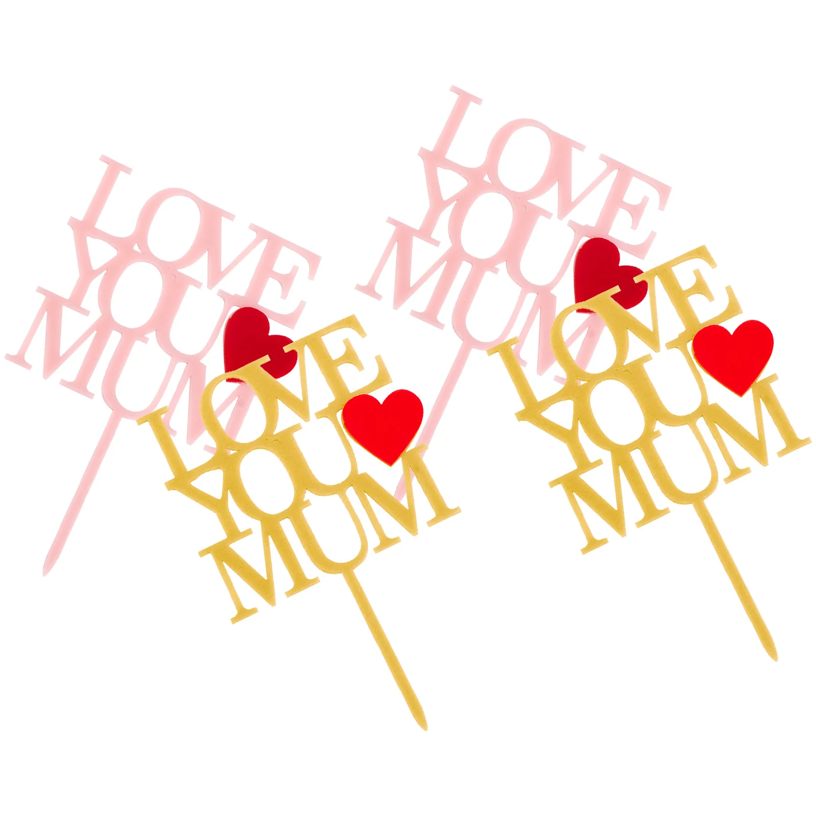 

4Pcs Cake Adornment Mother's Day Cake Decor Decorative Cake Inserts for Festival Party Home Mother