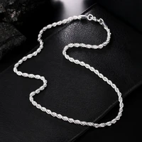 factory direct 925 stamp silver color necklaces for woman men classic jewelry 16 24 inches exquisite 4mm rope chain party gift