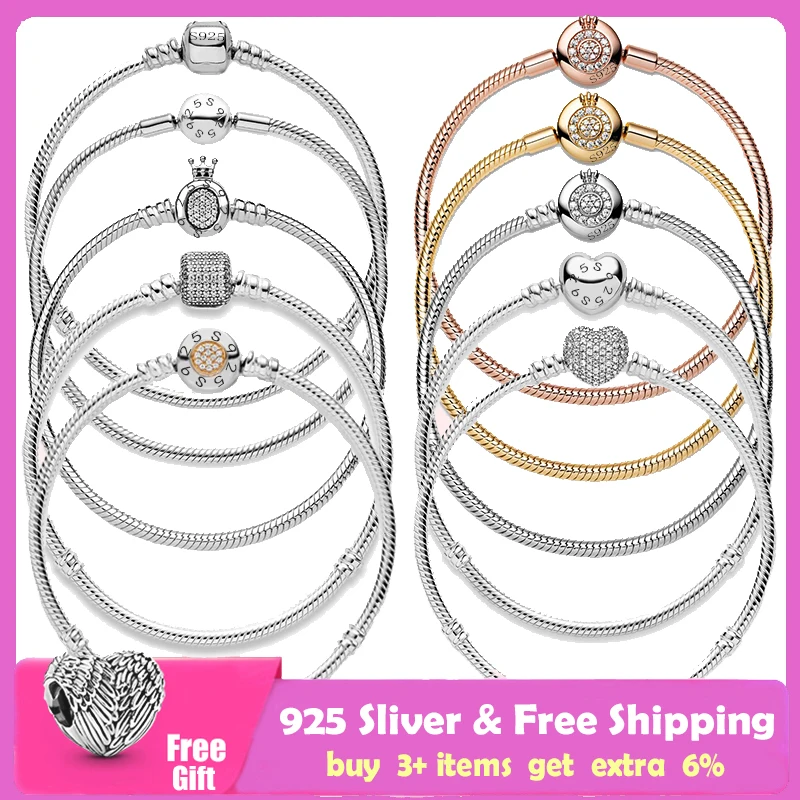 

Женский серебряный браслет-талисман, серебряный браслет из стерлингового серебра 925 пробы с Т-образной застежкой и блестящим голубым диско...