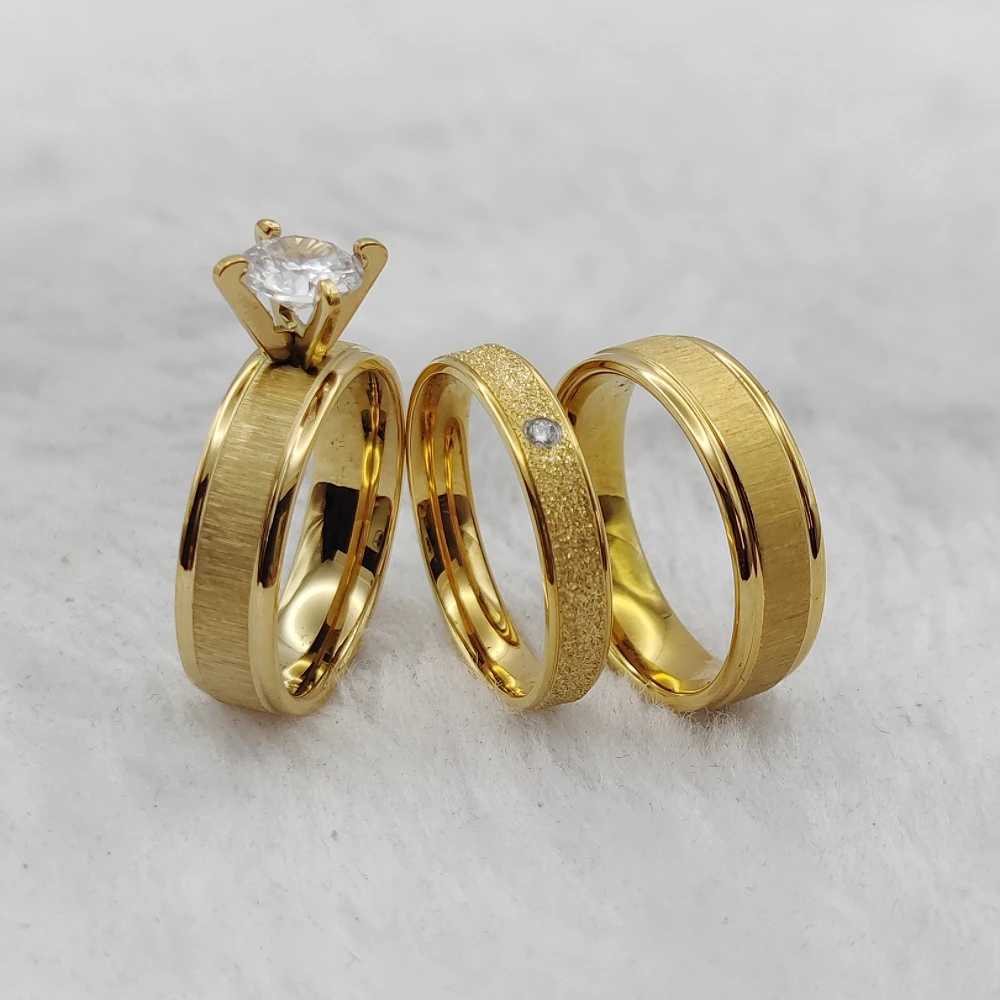 Affordable Unique Stainless Steel Jewelry 24K Golden Titanium Rings Western Turkey Promise Wedding Proposals Couples