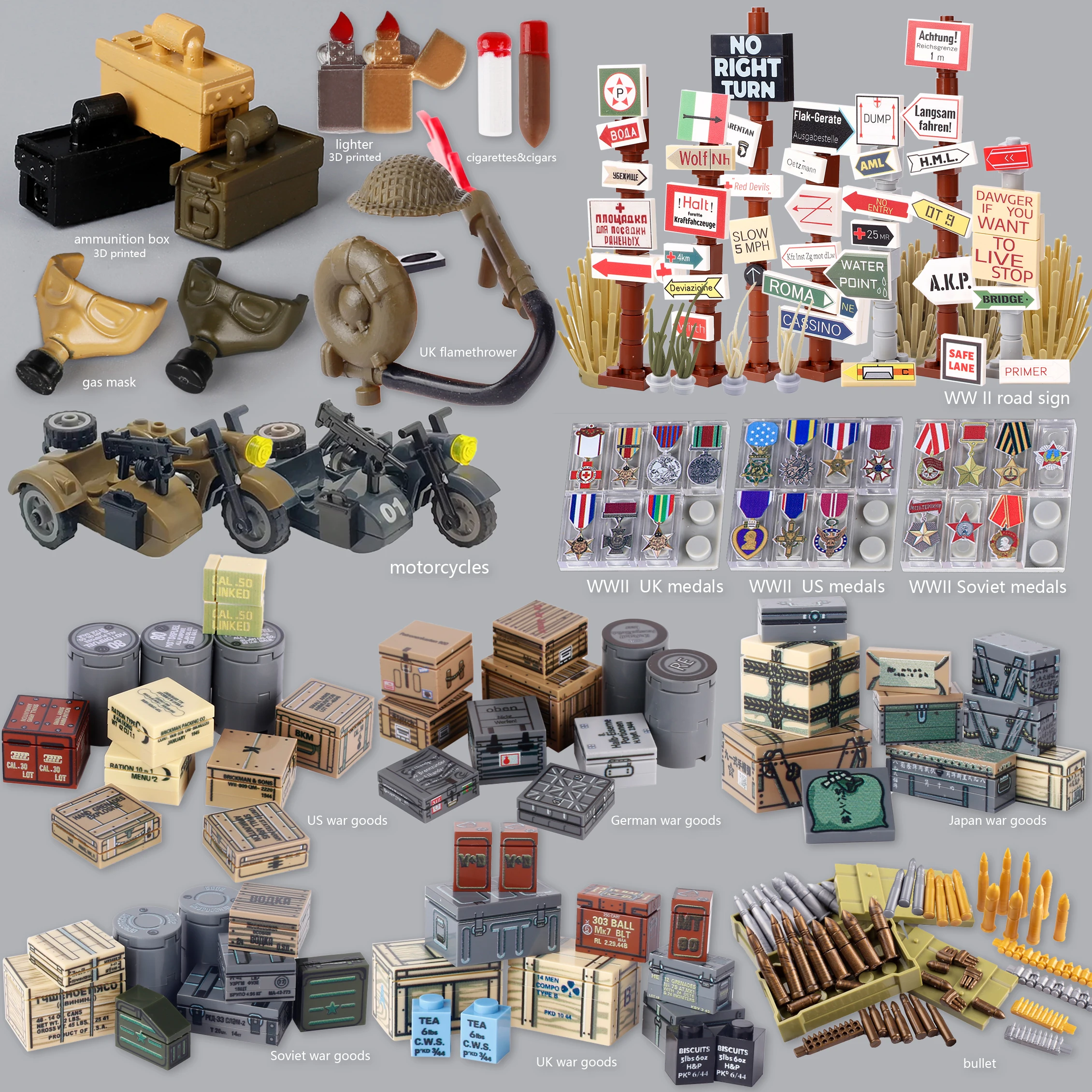 WW2 немецкие военные солдаты товары набор строительных блоков с принтом оружие