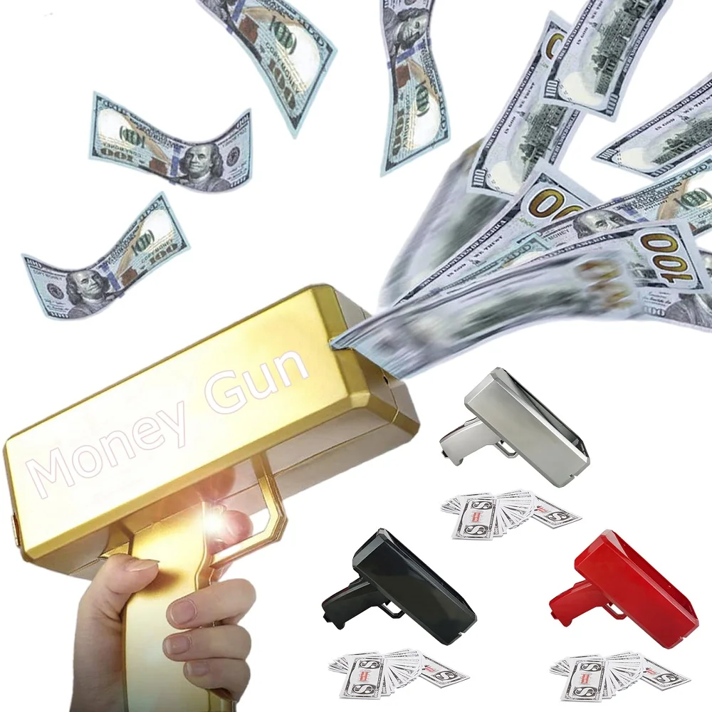 

Hot Banknote Gun Make It Rain Money Cash Spray Cannon Gun Toy Bills Game Outdoor Family Funny Children Party Gifts For Kids Hot