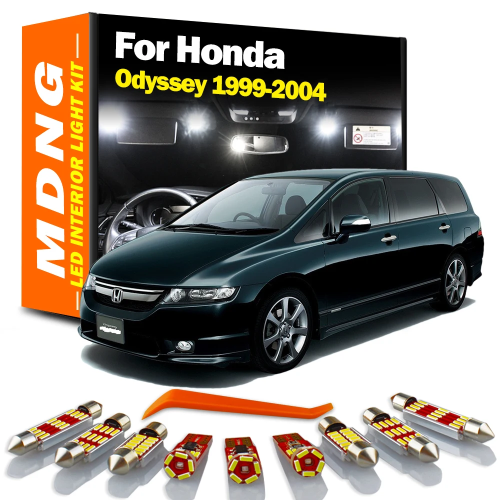 

MDNG 15Pcs Car LED Interior Light Kit For Honda Odyssey 1999 2000 2001 2002 2003 2004 Canbus Dome Map Trunk License Plate Lamp