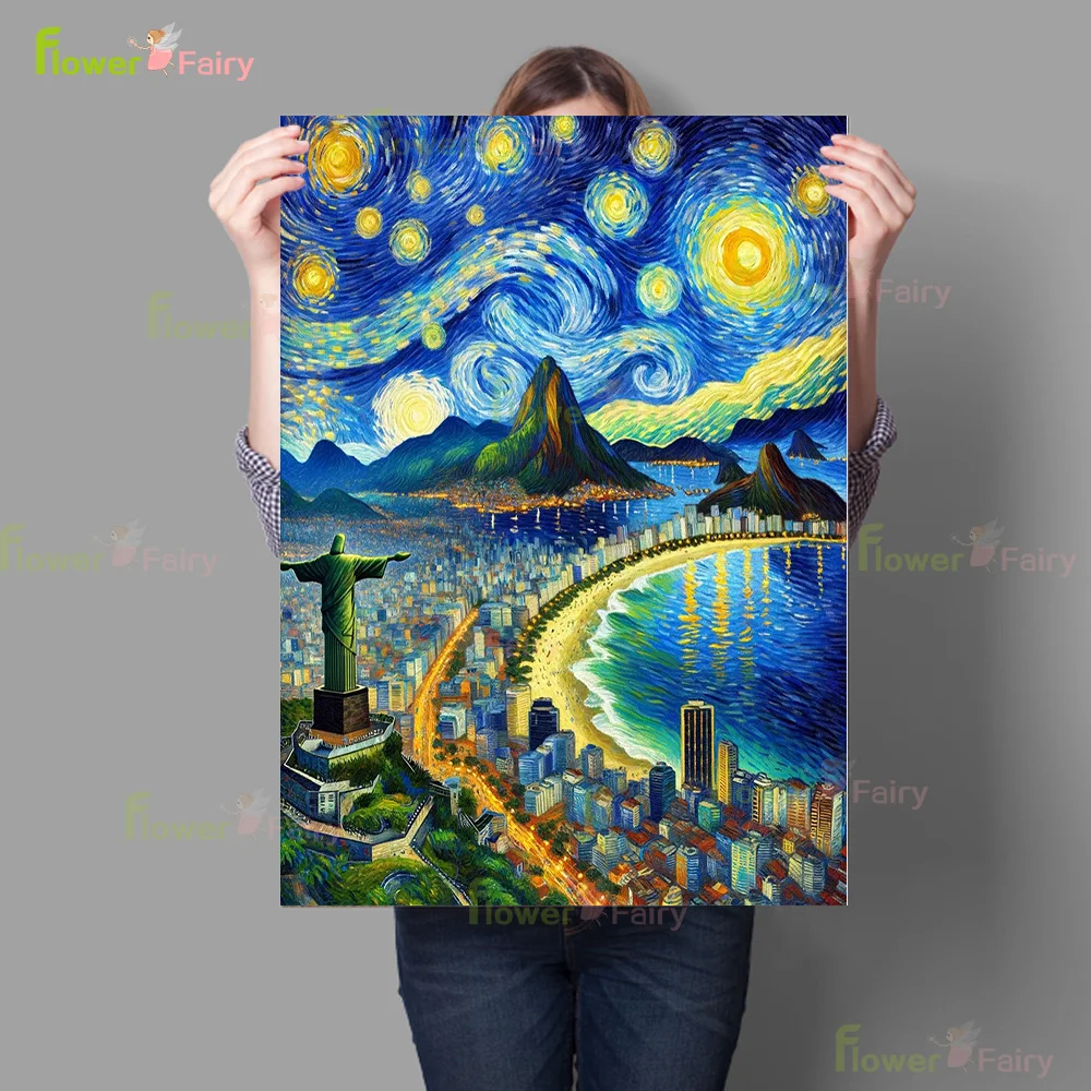 Постер с волшебным небом и ночным видением пейзаж настенное искусство холст