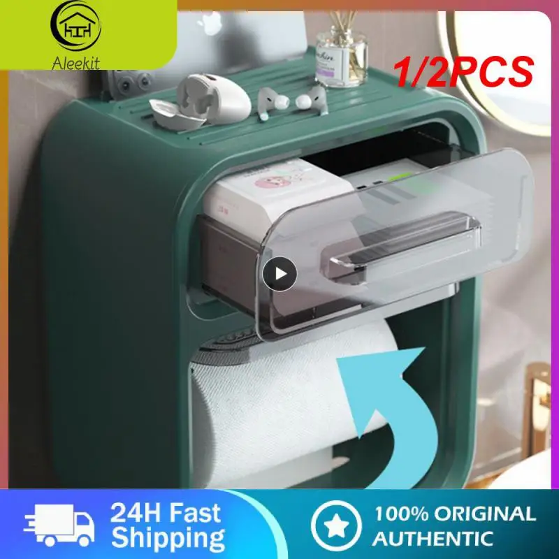 

1/2PCS Durable Roll Paper Storage Box High-quality Material Multifunction Toilet Paper Holder Double-layer Three Colors