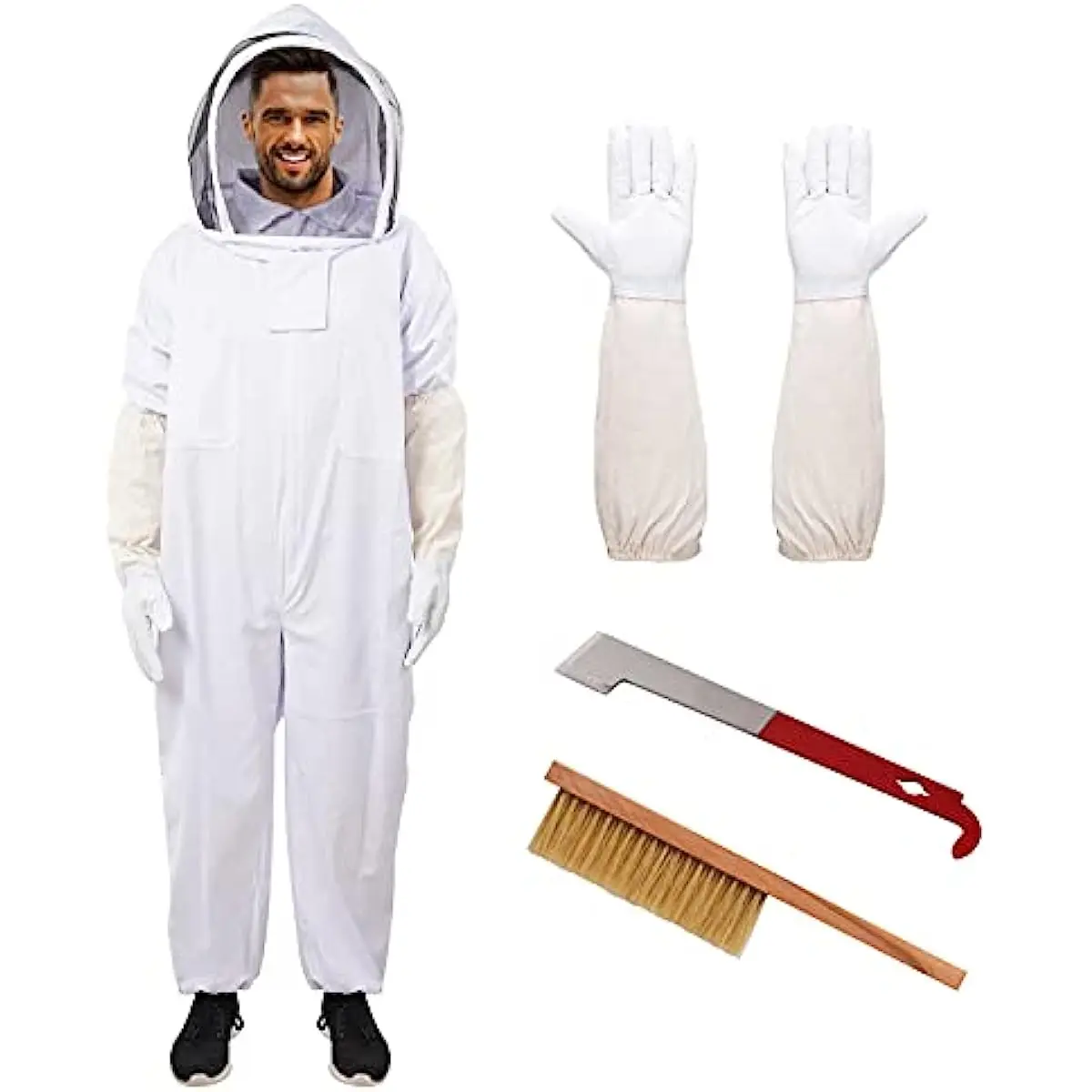 

Костюм для улей, защитный костюм с капюшоном для пчеловодства, с вуалью и брюками, полная защита для начинающих задних дворов (XXL)