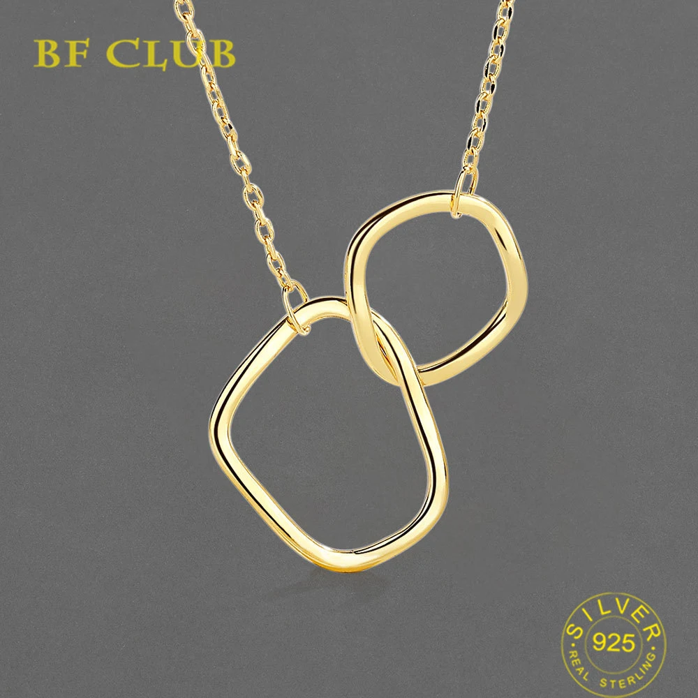 

925 Silver Color Necklace For Women Circle Shape Gold Plated Trendy O Chain Chocker Chirstamas Gift Fine Jewlery