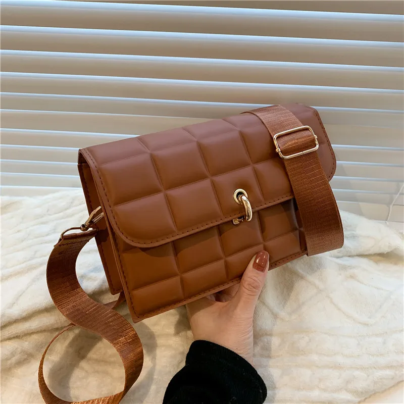 

Дизайнерская Женская винтажная сумка из искусственной кожи, модные роскошные клетчатые дамские сумочки на ремне с клапаном