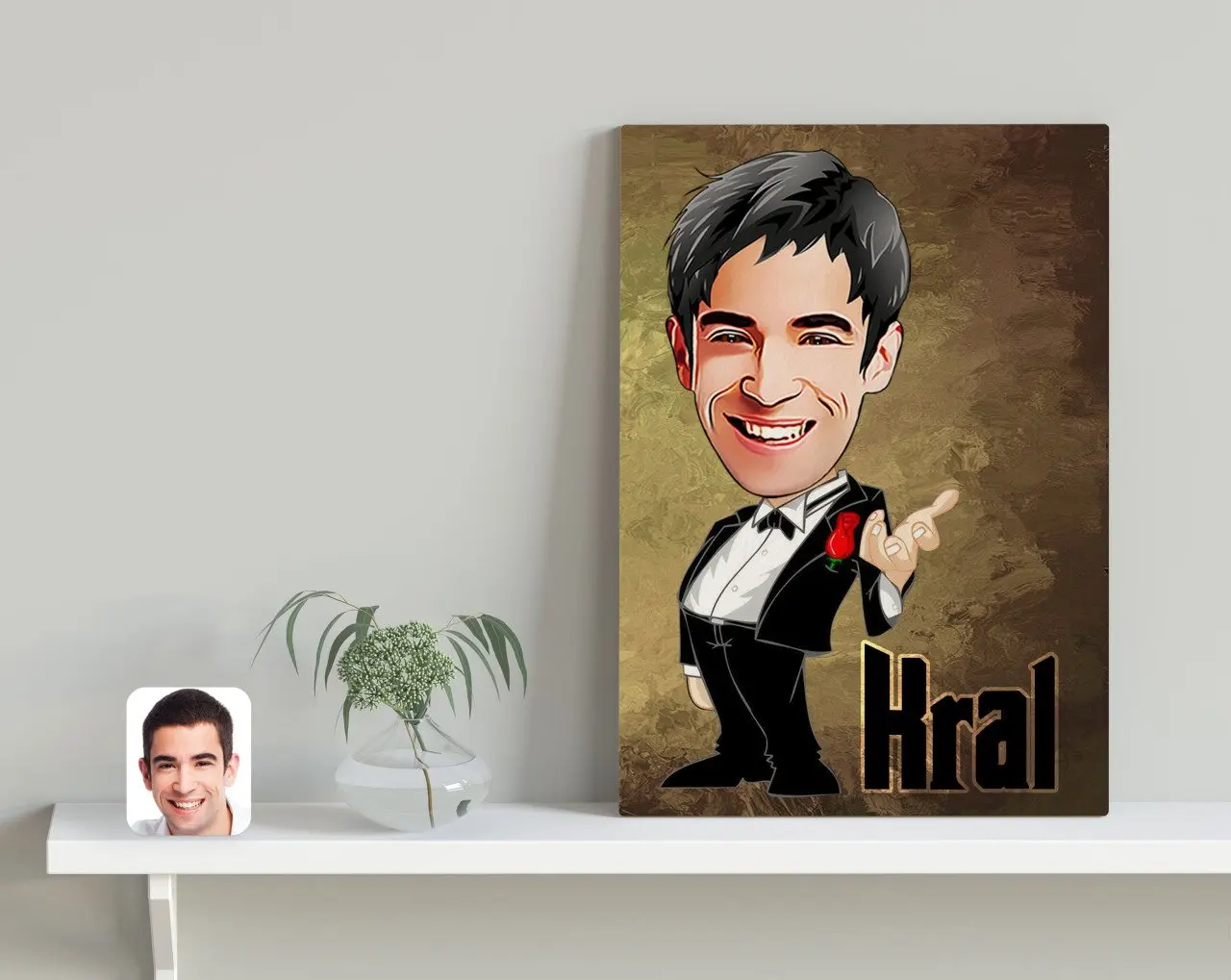 

Персонализированный холщовый стол король карикатура 30x50 см-1