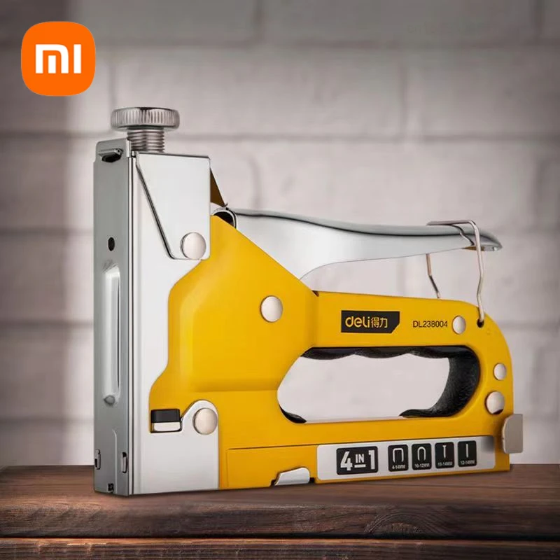 Xiaomi Deli 3 IN 1 Heavy Duty Staple Gun for DIY Household Decoration Furniture Stapler Wood Stainless Steel Metal Hand Tools