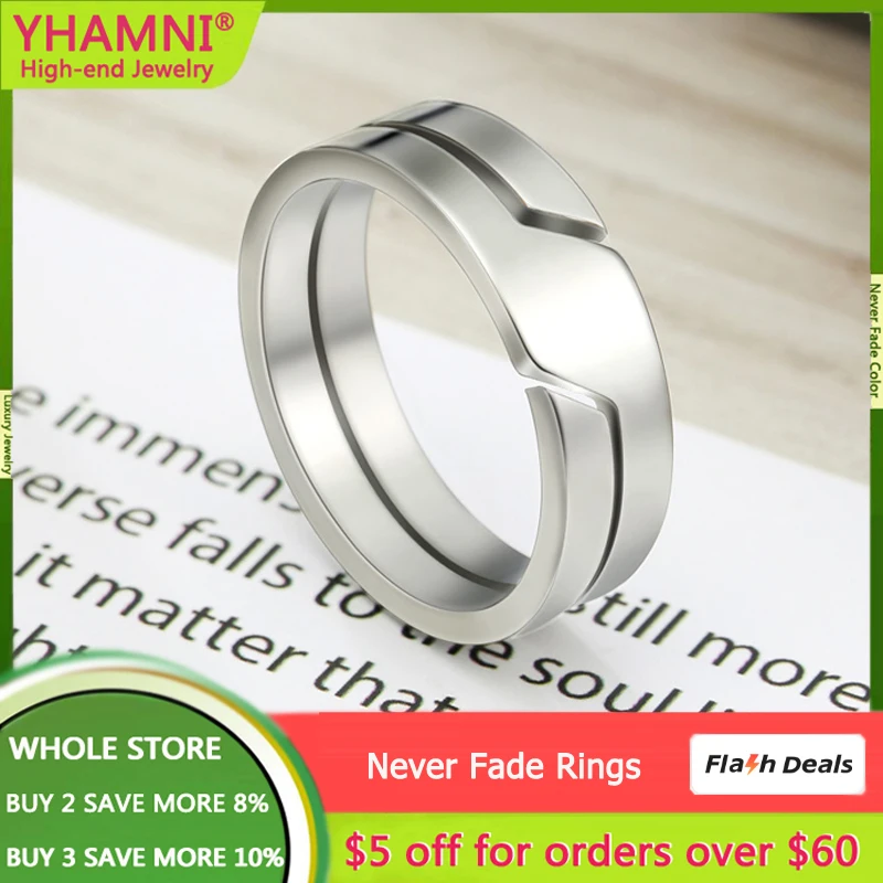 Купи New Chic Stainless Steel Rings for Men Women Fashion Casual Finger Rings Unisex Couple Jewelry Wedding Band Anniversary Gift за 299 рублей в магазине AliExpress