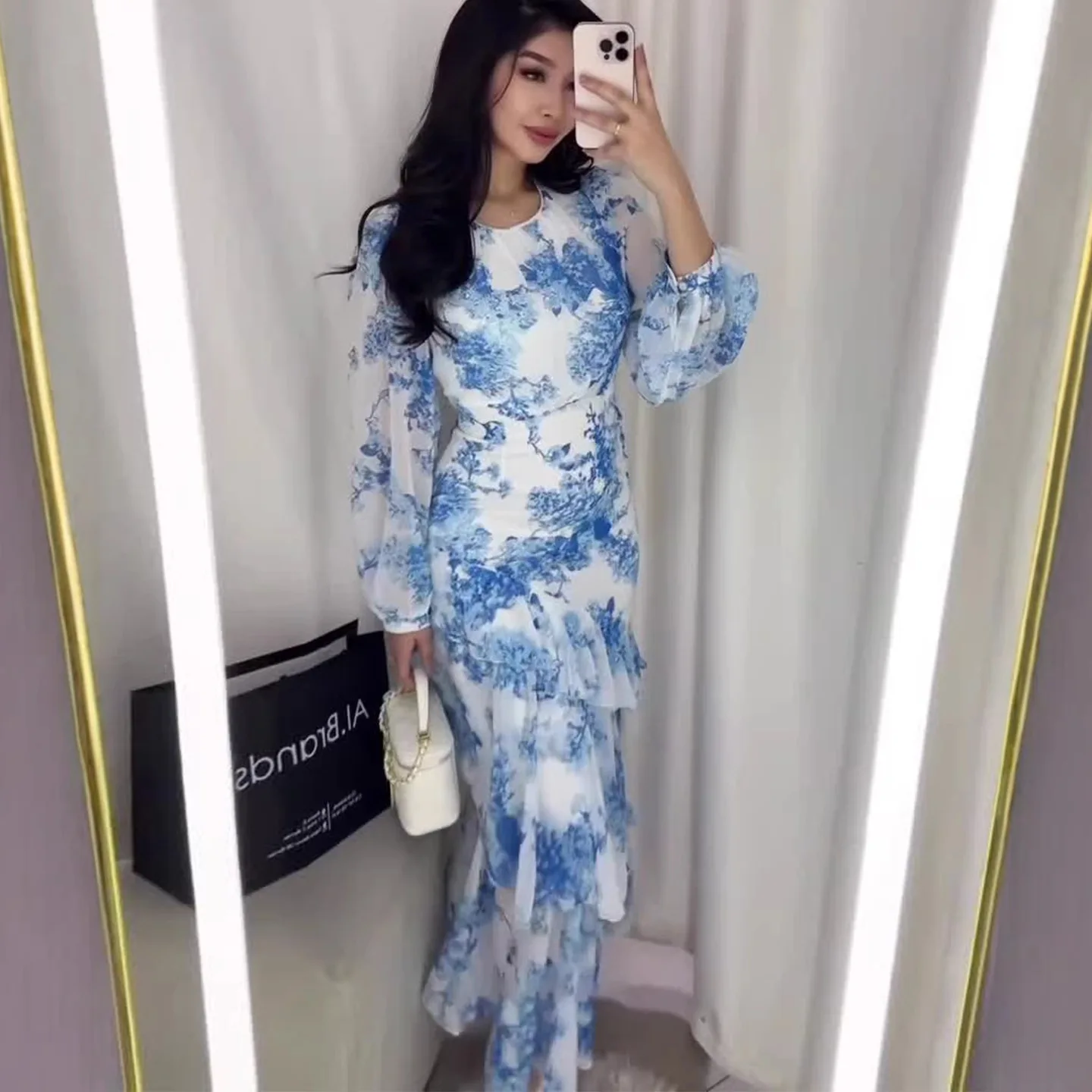 Фото Платья Amazon Fashion с принтом, цветочные, весенне-летние, свободные, повседневные, макси-платья для женщин №4