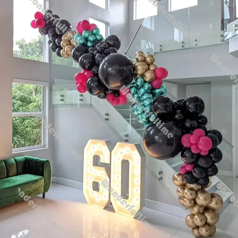 

Matte Black Balloons Garland Kit Chrome Gold Green Hot Pink Balloon Arch Birthday Decoration Anniversary Decor Wedding Supplies