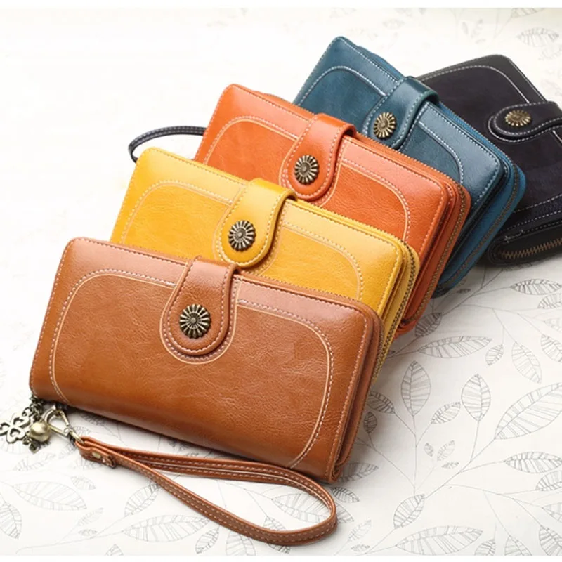 

Wallet female luxury Long Blue Clutch 2022 New Leather purse Woman Zipper Wallets lady Purses Wristle Money Bag Coin Card Holder