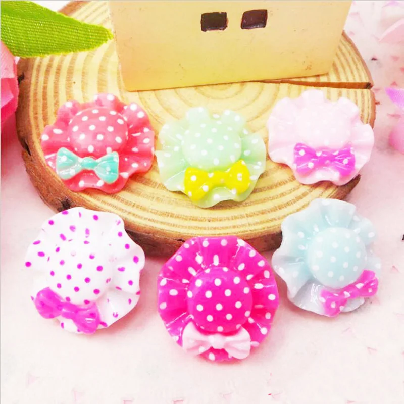 

100Pcs/Lot Resin Bow Cartoon Hat Decoration Crafts Flatback Cabochon Scrapbooking Fit Phone Embellishments Diy Accessories