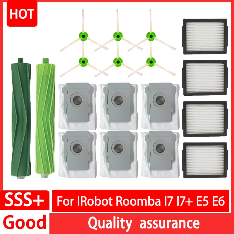 

For iRobot Roomba i3 i3+ i4 i6 i6+ i7 i7+ i8 i8+ E5 E6 E7 Robot Vacuum Main Side Brush Replacement Parts HEPA Filter Mop Rag