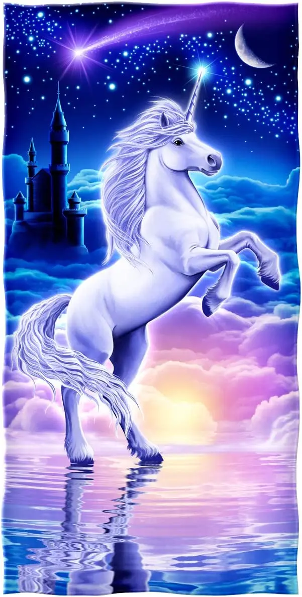 

Супермягкое плюшевое хлопковое пляжное полотенце для бассейна (Единорог)