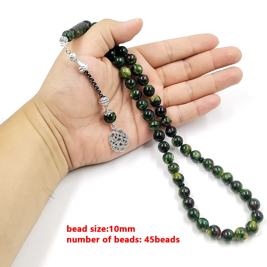 Tasbih зеленый цвет смолы мусульманский мужской фотобраслет Арабские Ювелирные