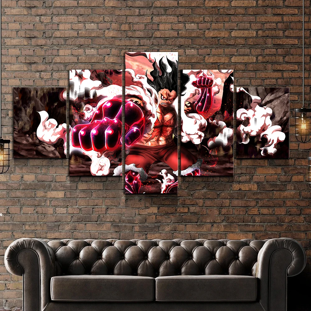 

5 шт. Экипировка четвёртая Луффи цельный аниме плакат иллюстрация искусство на холсте художественная Настенная роспись для домашнего декора настенное искусство