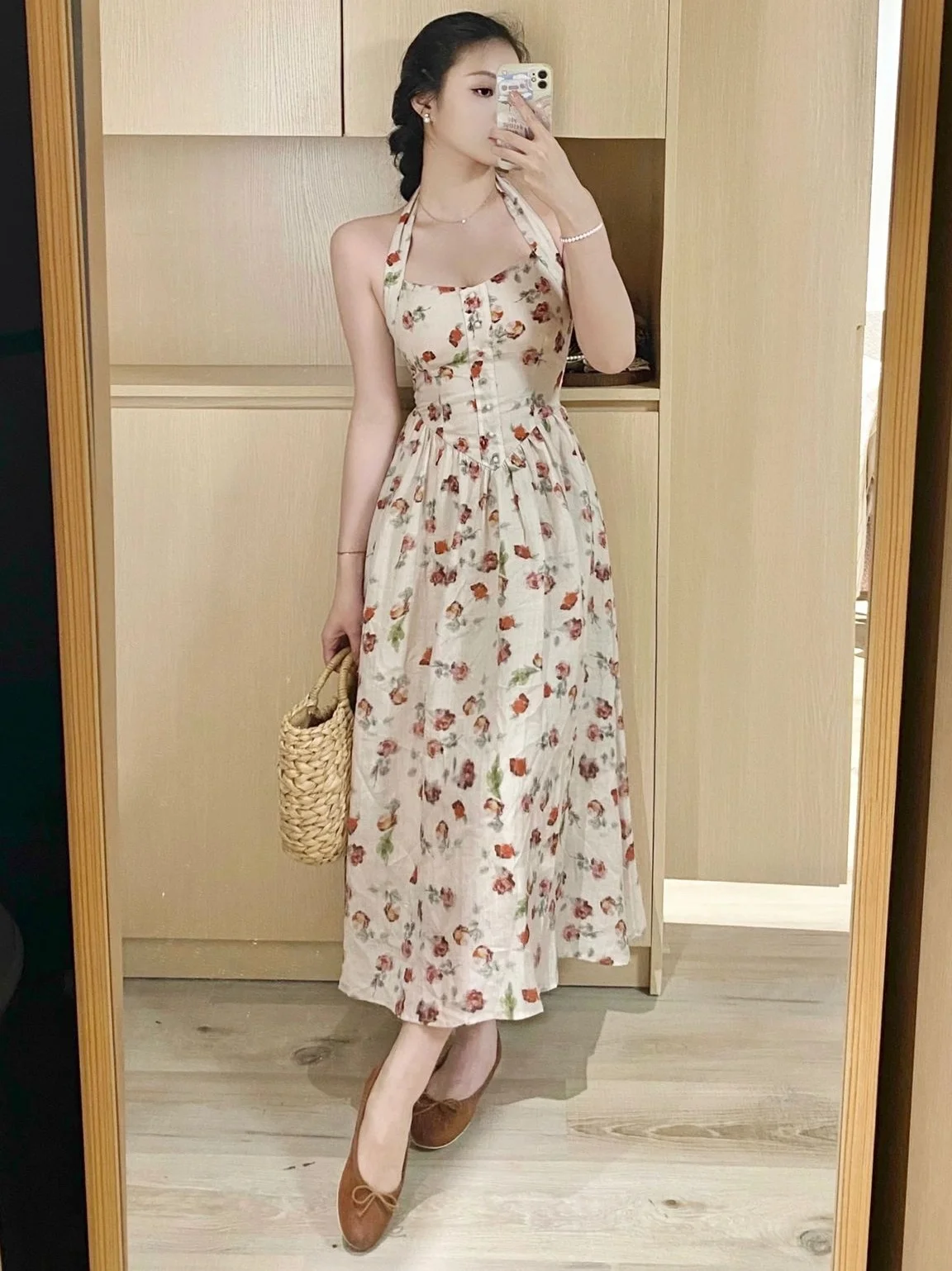 

Summer Hanging Neck Dress Show Thin Temperament Open Back Long Dress Beach Tourism Holiday Photo Beach Skirt