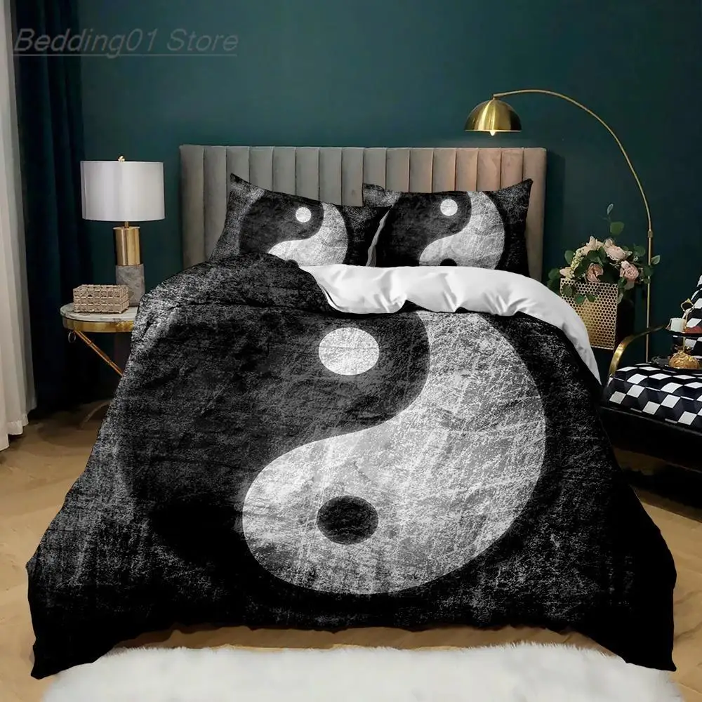 

Yin Yang Duvet Cover Set for Girl Boy Children Chinese Ancient Culture Art Polyester Comforter Cover Decorative Gossip Pattern