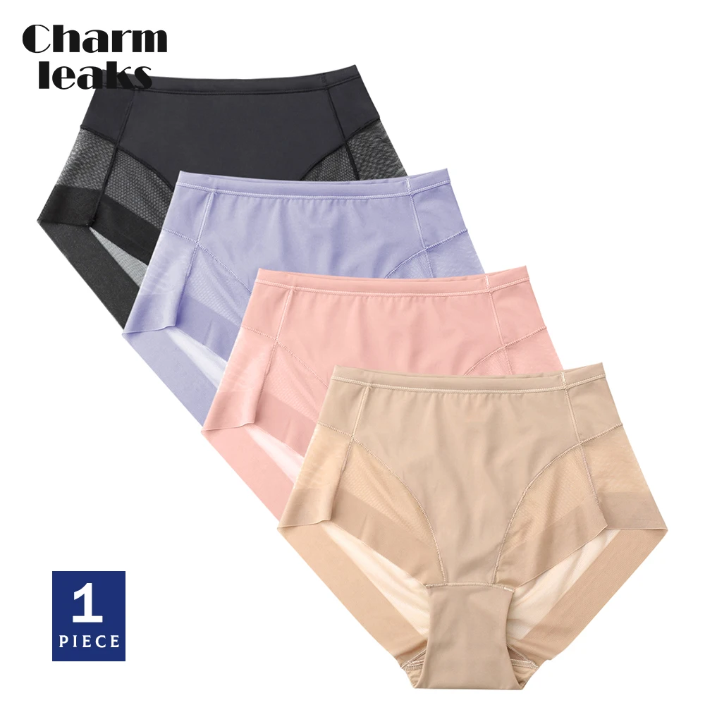 

Charmleaks Women Panties Ice Silk Traceless Breathable Pure Cotton Crotch Milk Elastic High Waist Briefs S-3XL,1 PCS