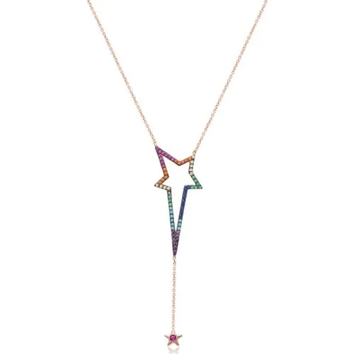 

Colorful stone Star Silver Necklace handmade stylish women girl necklace