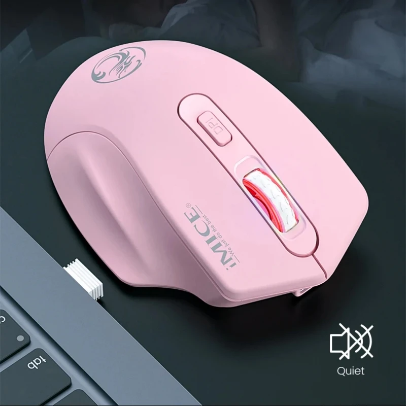 Фото Беспроводная игровая мышь IMICE 2,4G, 4 клавиши с подсветкой, эргономичная перезаряжаемая регулируемая мышь 1600 точек на дюйм для ПК, геймера, компьютера, рабочего стола №3