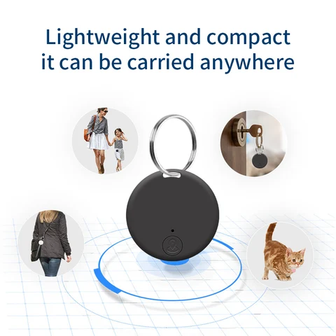 Мини-GPS-трекер для собак, Bluetooth 5,0, устройство против потери, круглое устройство против потери, кошелек для детской сумки, смарт-локатор для отслеживания
