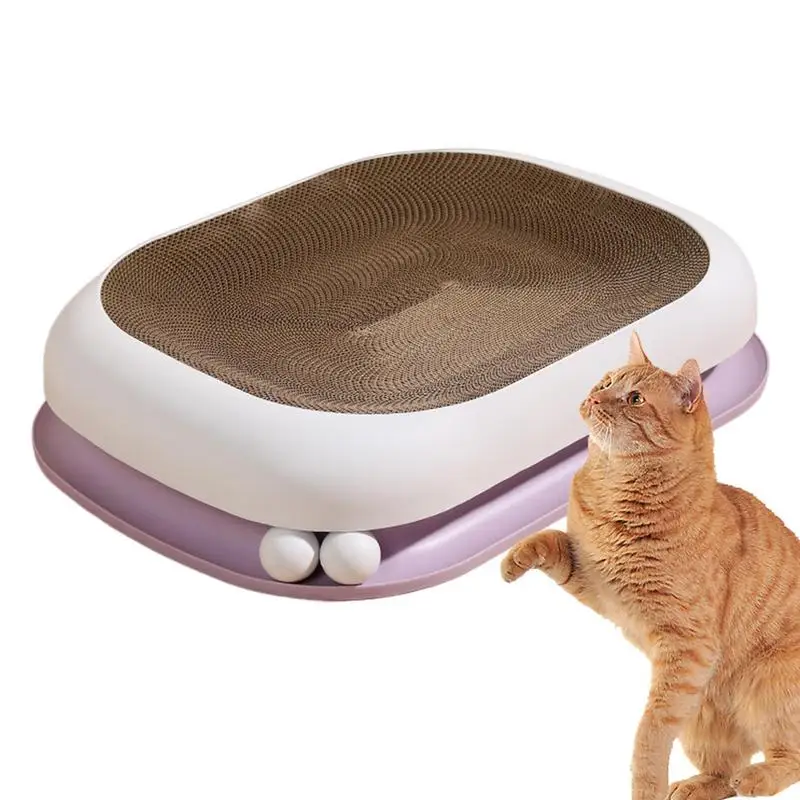 

Cardboard Cat Scratcher Corrugated Paper Lounge Cat BedsDouble Layer Scratch Pad Bowl Nest Oval Shape Double Ball Scratching Pad