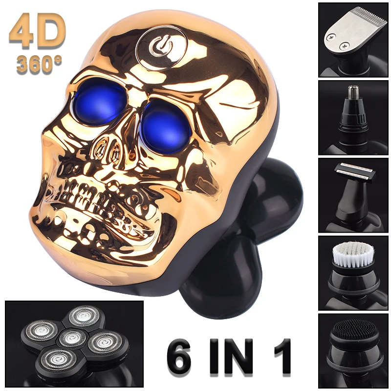 Электробритва 6 в 1 для бритья с облысением головы Вращающаяся бритва 5D пять