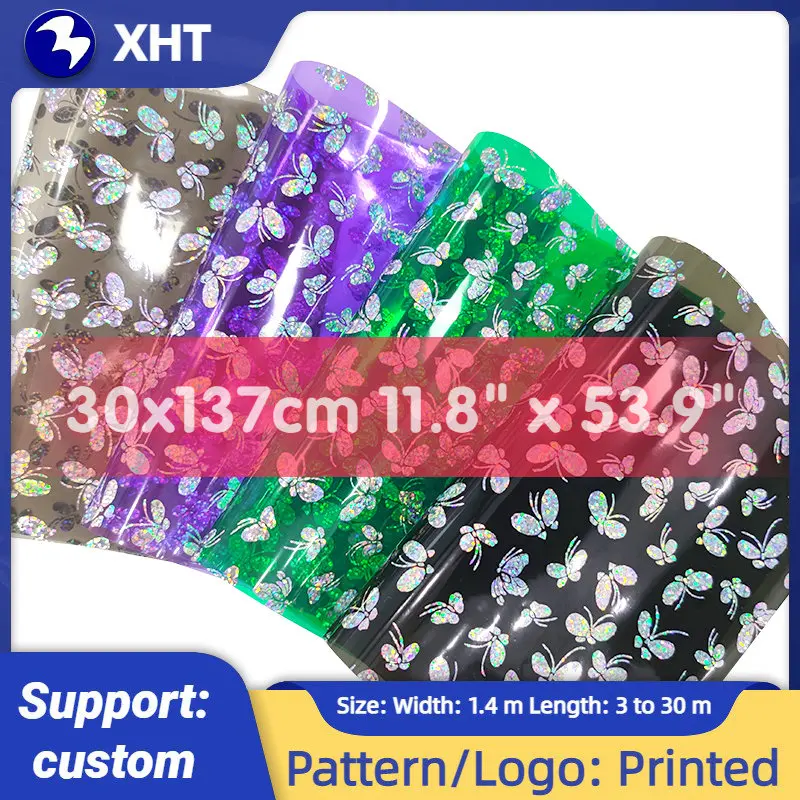 

30x120cm Transparent PVC Leather Sheets Butterfly Decorate Bow Fabric vinyl Glitter Crafts For Bags DIY Synthetic Leather