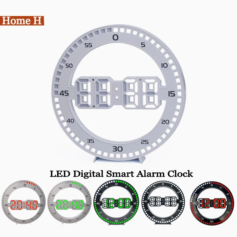 

Creative Led Digital Large Wall Clock 3D Luminous Silent Electronic Second Clock Home Decoration Living Room Smart Alarm Clock