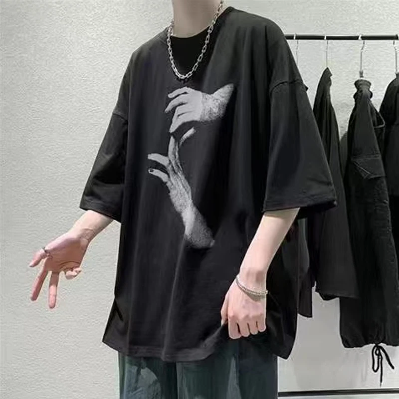 

Emo Summer Men Fashion Streetwear Casual Hip Hop Short Sleeve T-shirts Big Size Tees Top Oversized Alt Fairy Grunge Tops Clothes