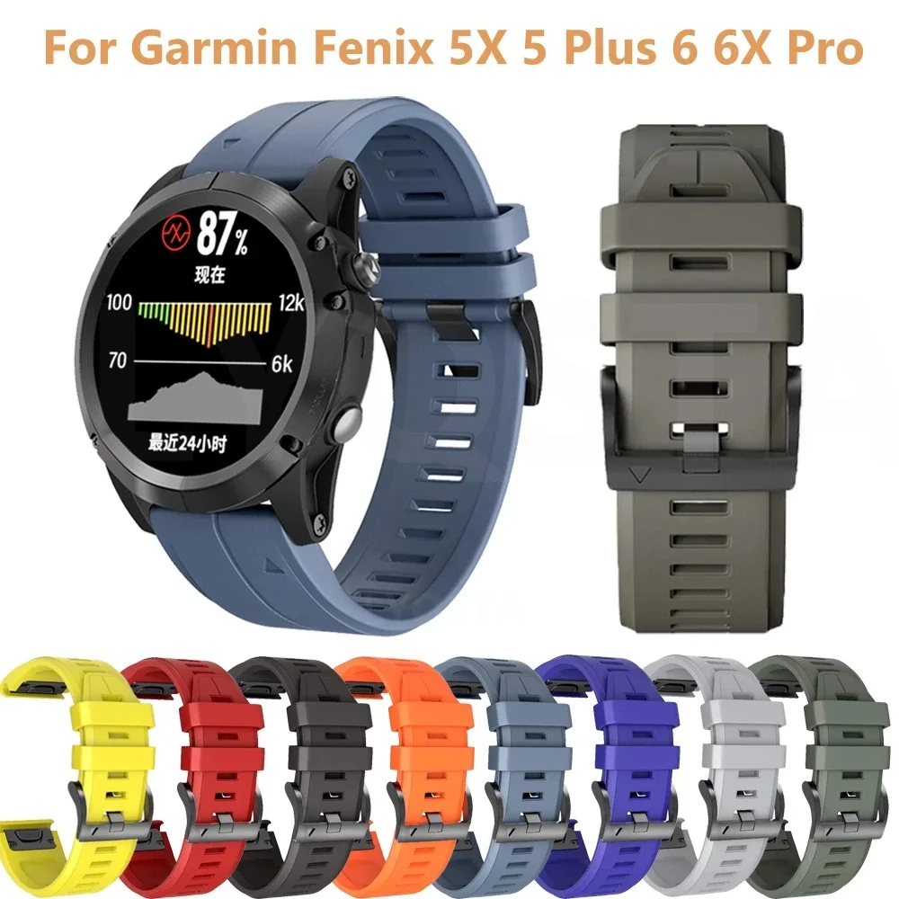 

26mm 22MM Silicone Smart Watch Straps For Garmin Fenix 6X 6 6S Pro 5X 5 Fenix 7X 7 7S Watchband Quick Easyfit Bracelet Correa