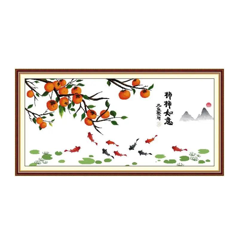 

Набор для вышивки крестиком с изображением девять рыбок, коллекция богатства, отсчет белого цвета, 14 карат, 11 карат, напечатанная вышивка «сделай сам», ручная работа, инструменты для рукоделия, Декор