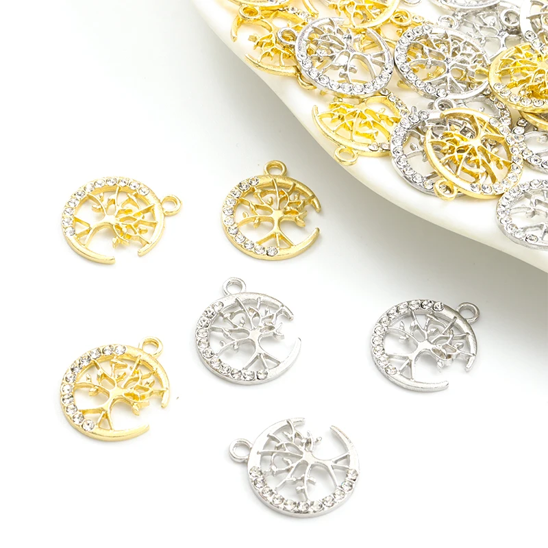 Модное Древо Жизни Луна Стайлинг Стразы Полые Подвески 10 шт. Темперамент