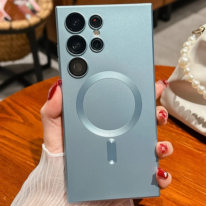 Роскошный магнитный противоударный матовый чехол для телефона с беспроводной