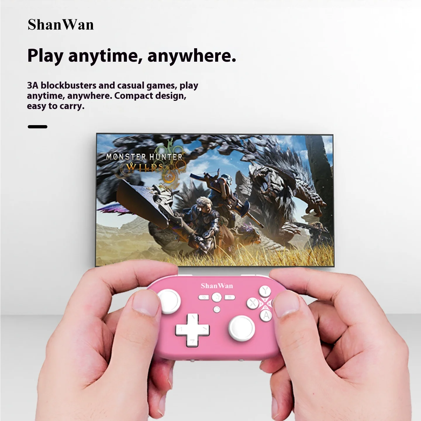 Фото Мини-игровой контроллер ShanWan Q37Pro, портативные беспроводные Bluetooth-геймпад с джойстиком Hall для ПК, IOS ANDROID Steam, 4 режима, подарок №2
