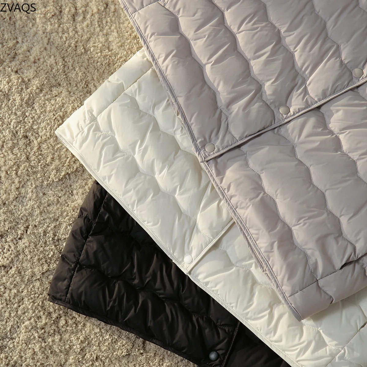 ZVAQS Зимний белый гусиный пух легкий пуховик женская одежда теплая куртка без