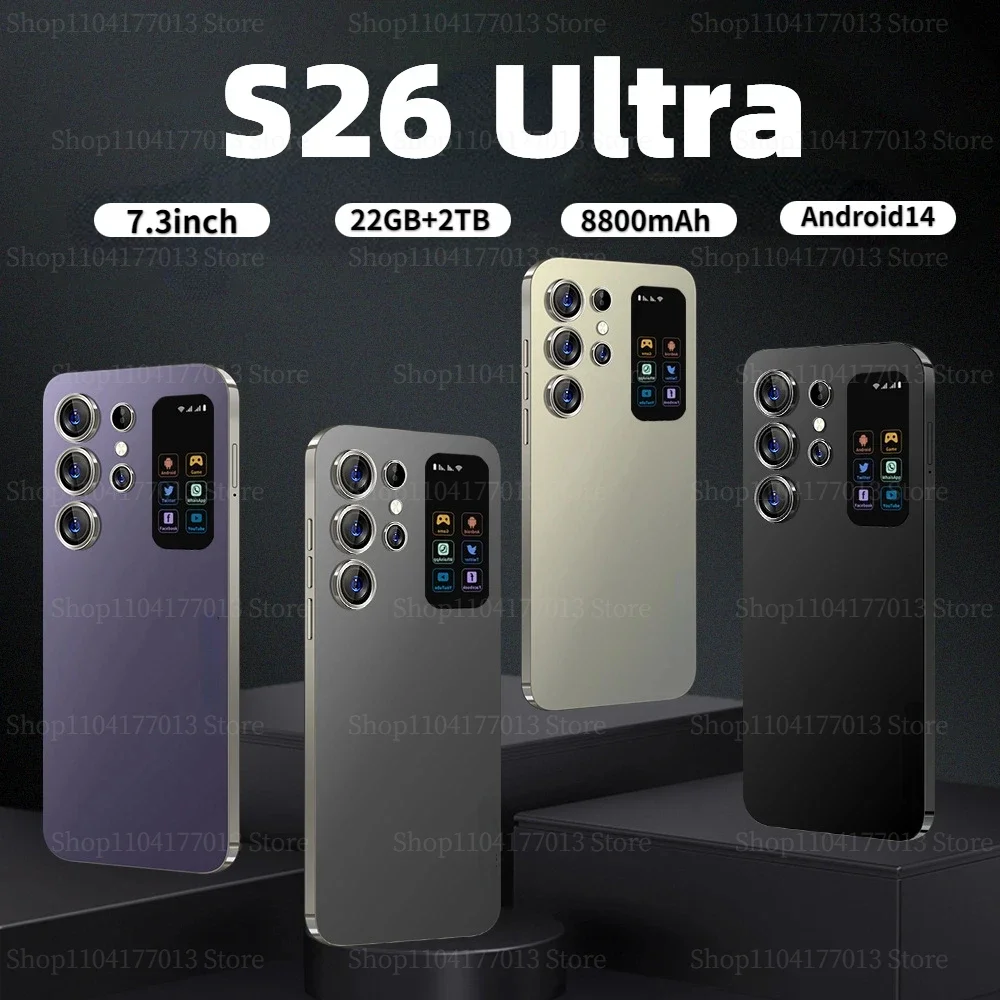 Новый глобальный смартфон S26 Ultra с экраном 7 3 HD 22G + 4T 8800 мАч Android14 Celulare 5G двумя