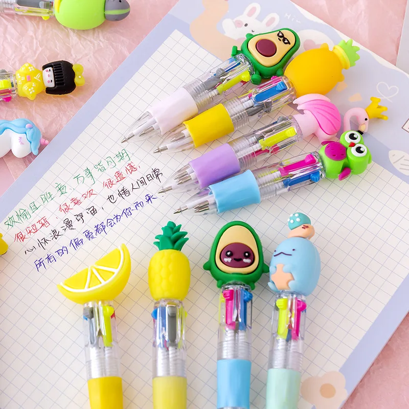 

30Pcs/Lot Cute Cartoon 4 Color Mini Ballpoint Pocket Pen Kawaii Unicorn Flamingo Retractable Stationery Gift School Office