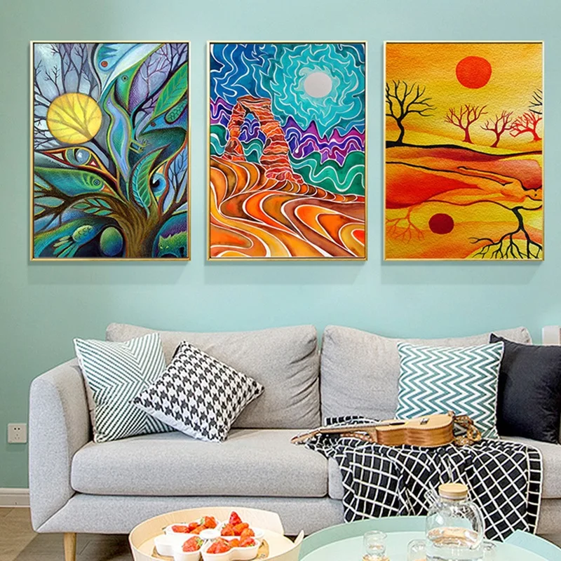 

Hot Selling Landscape Abstract Nordic Modern Minimalist Living Room Wall Decoration Frameless Painting Hanging Painting