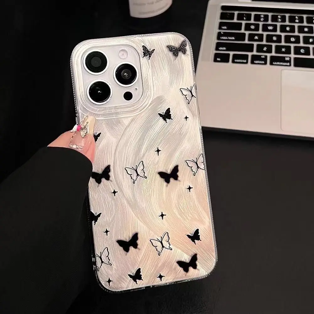 Ретро чехол для телефона с бабочкой iphone 15 pro max 14 plus 13 11 12 защитный камеры xr xs x 7 p 8p se2