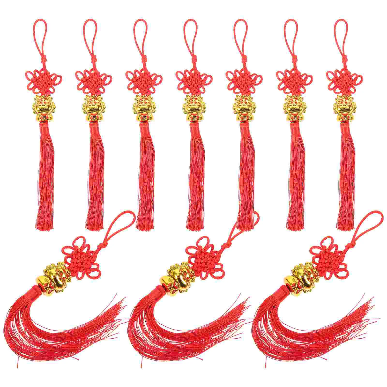 

10 Pcs Chinese New Year Decorations Style Ornament Pendant Gold Spring Festival Hanging Decors Plastic Pendants