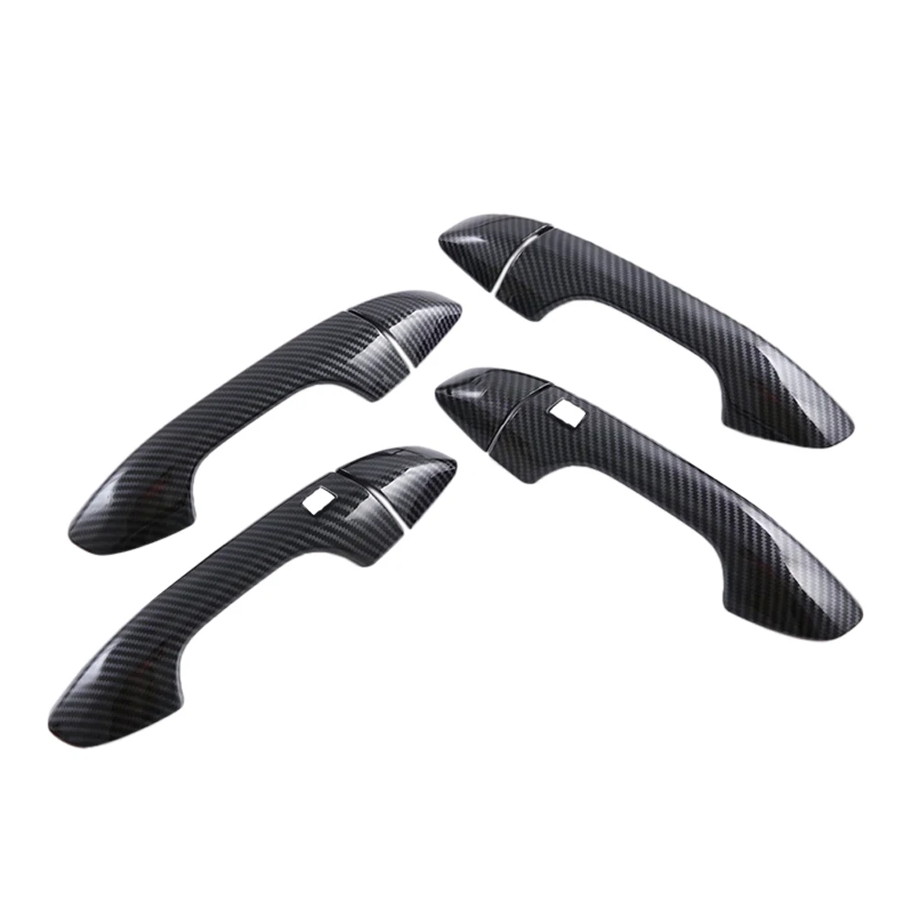 Набор накладок на внешнюю дверную ручку автомобиля черный стиль из углеродного