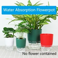 transparent plastic flowerpot automatic absorbing water flowerpot round shape double layer water storage lazy planter