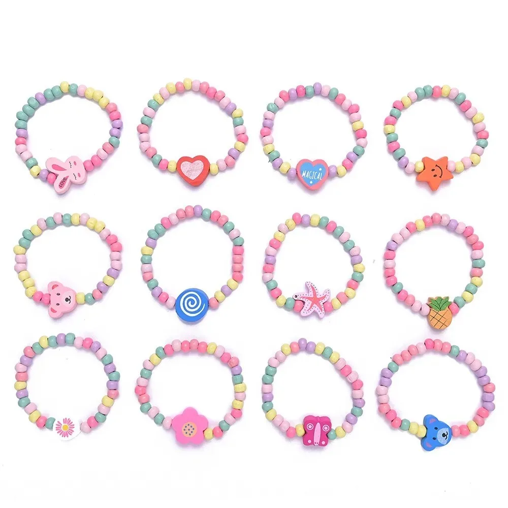 36/12 шт. Разноцветные деревянные бусины для девочек